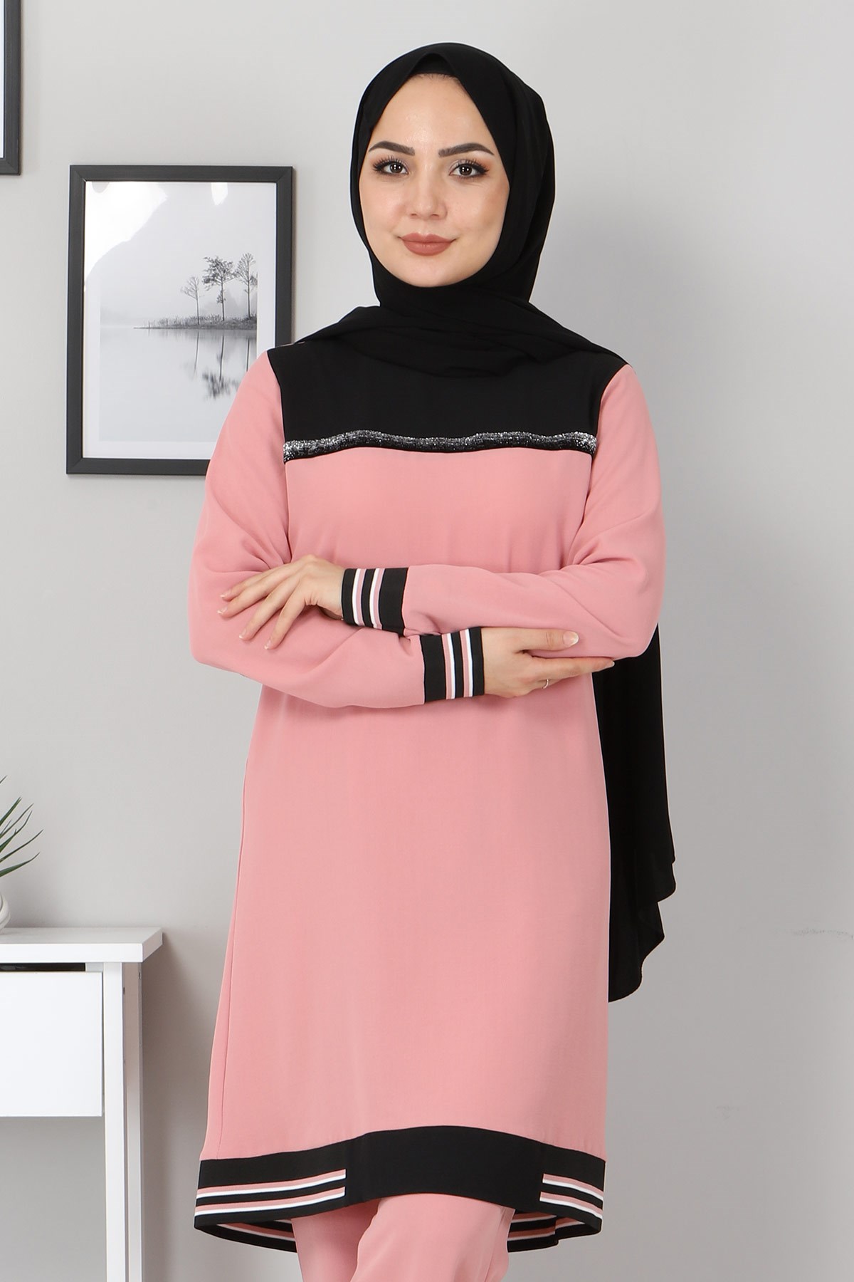 Sim Detaylı Kombin Pudra 10812