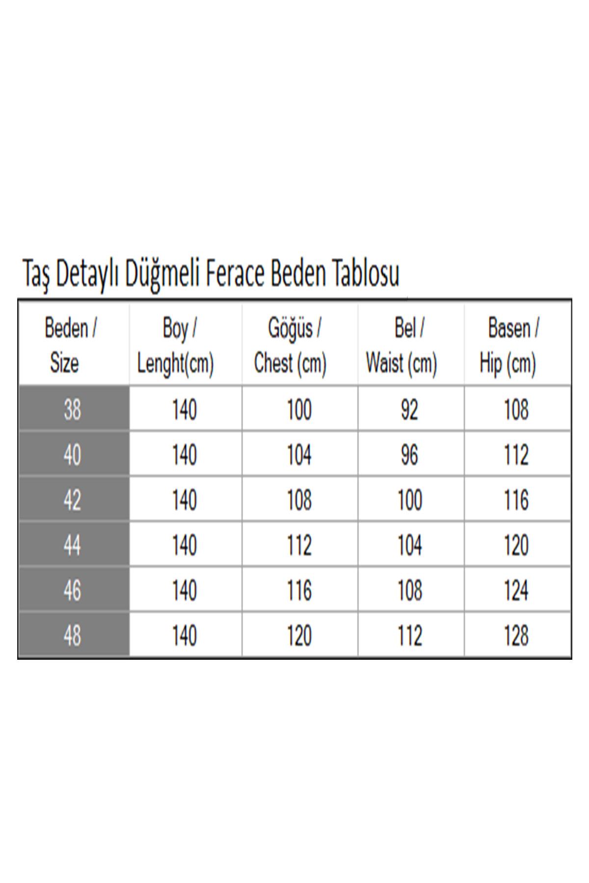 Taş Detaylı Düğmeli Ferace Bej 19208