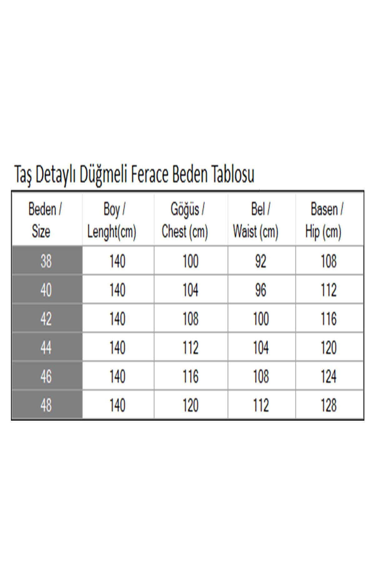 Taş Detaylı Düğmeli Ferace Taba 19208