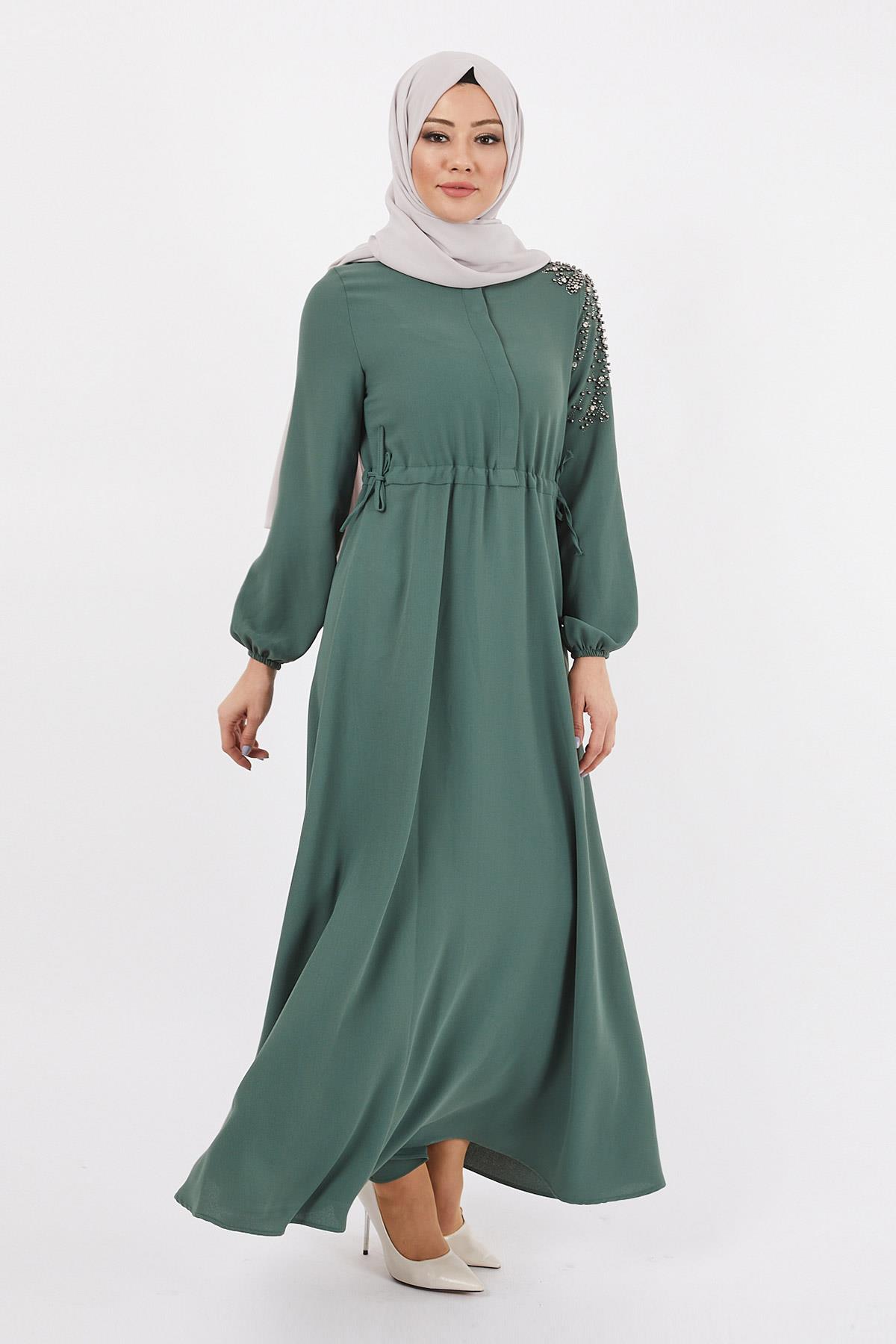 Taş Detaylı Elbise Mint 12227