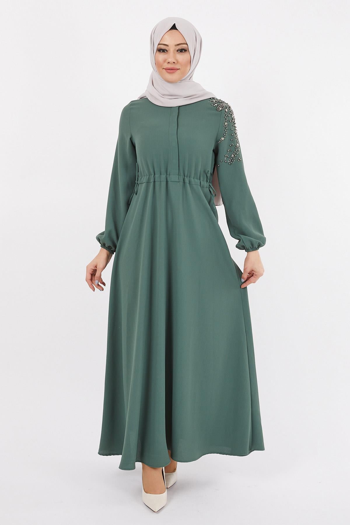 Taş Detaylı Elbise Mint 12227
