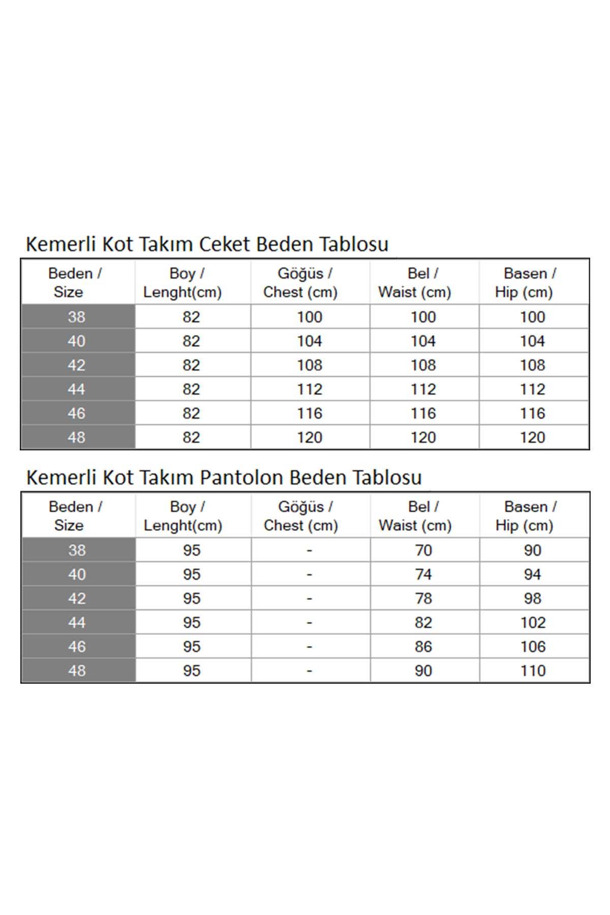 Taş Detaylı Kemerli Kot Takım Açık Kot 19184