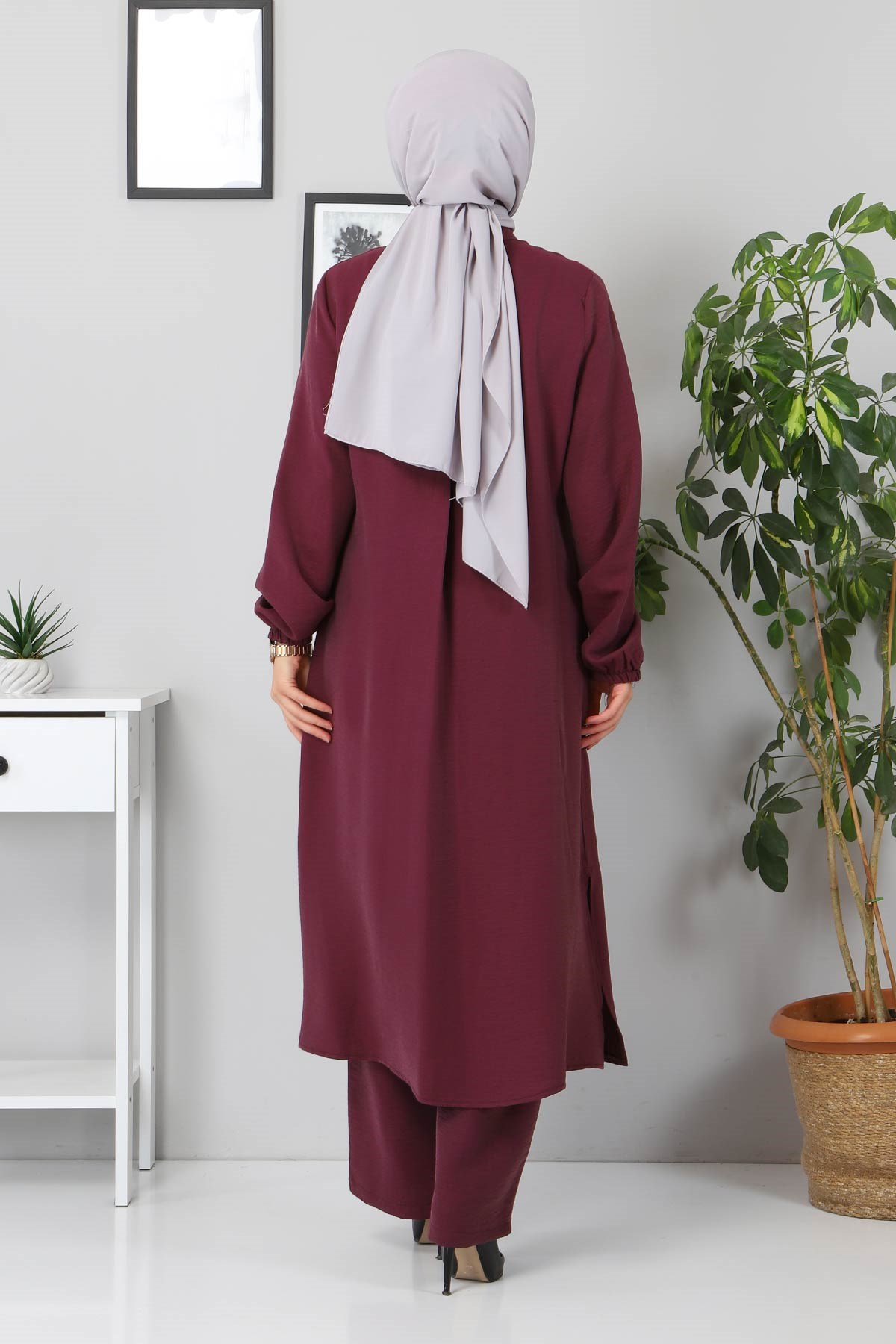 Taş Detaylı Kombin Mürdüm 10791
