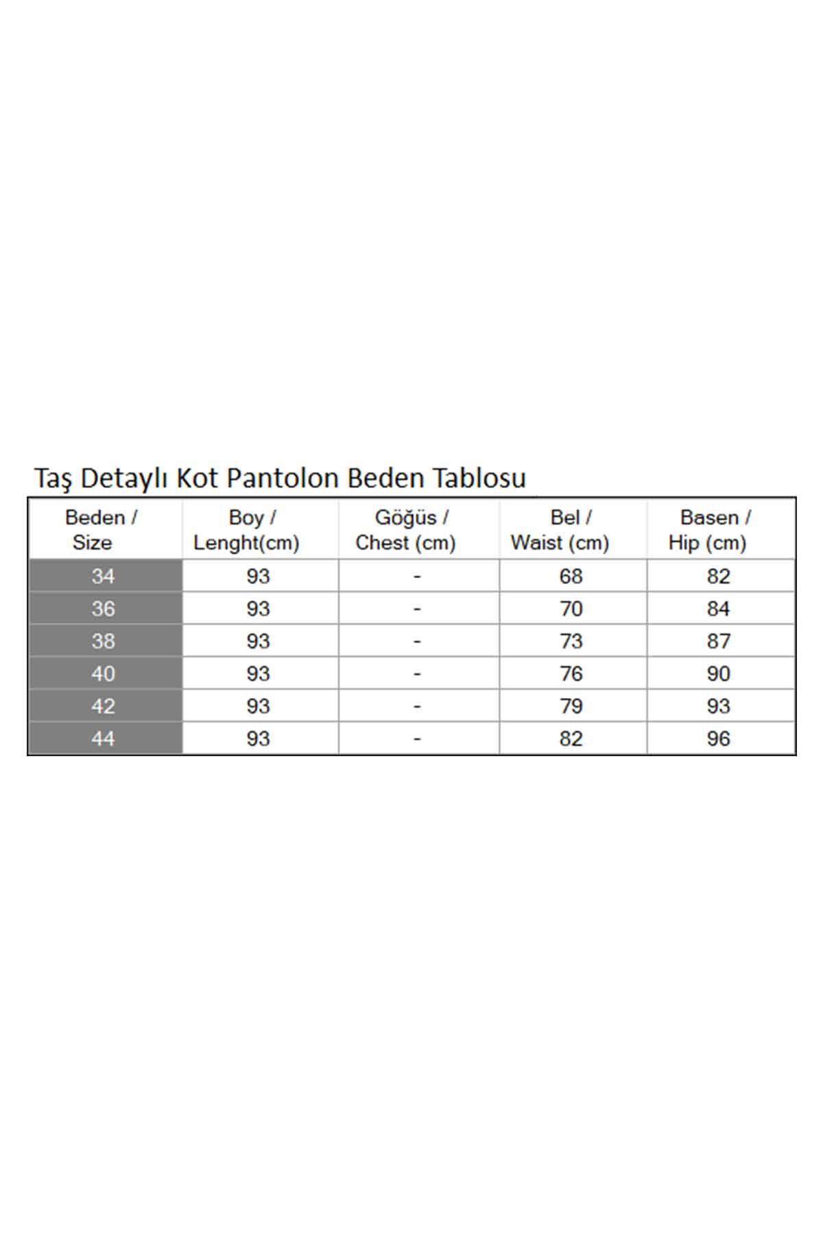 Taş Detaylı Kot Pantolon Mavi 6094