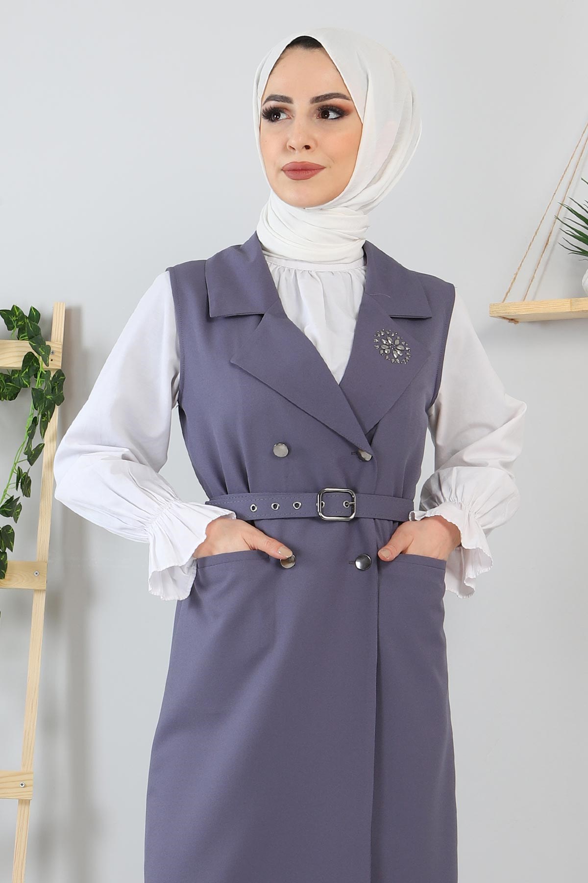 Taş Detaylı Takım Antrasit 10727