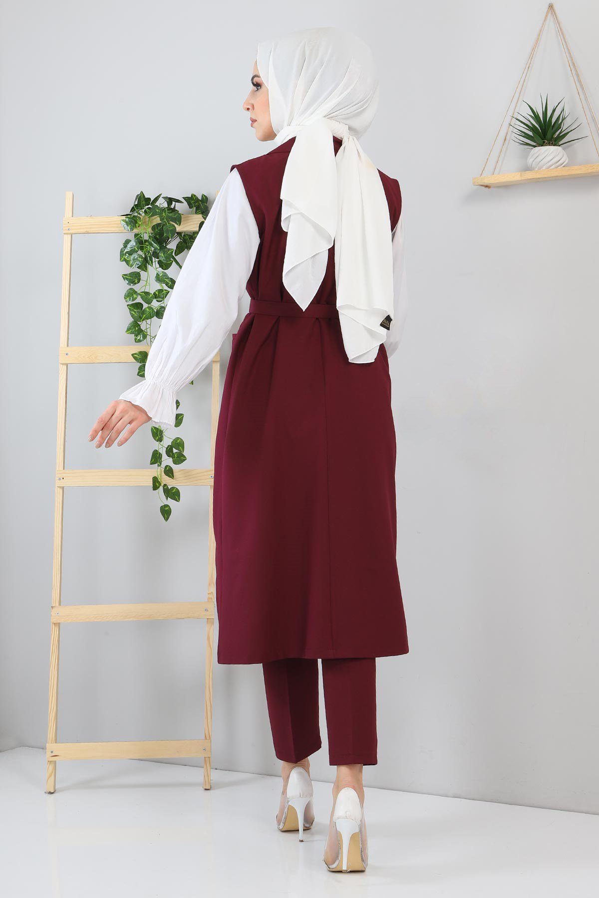 Taş Detaylı Takım Mürdüm 10727
