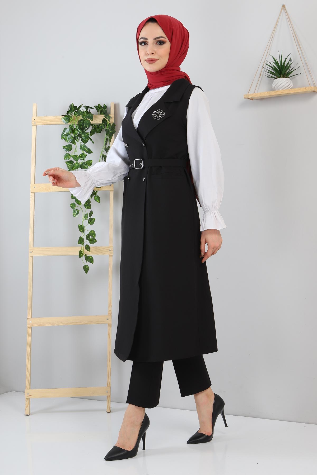 Taş Detaylı Takım Siyah 10727