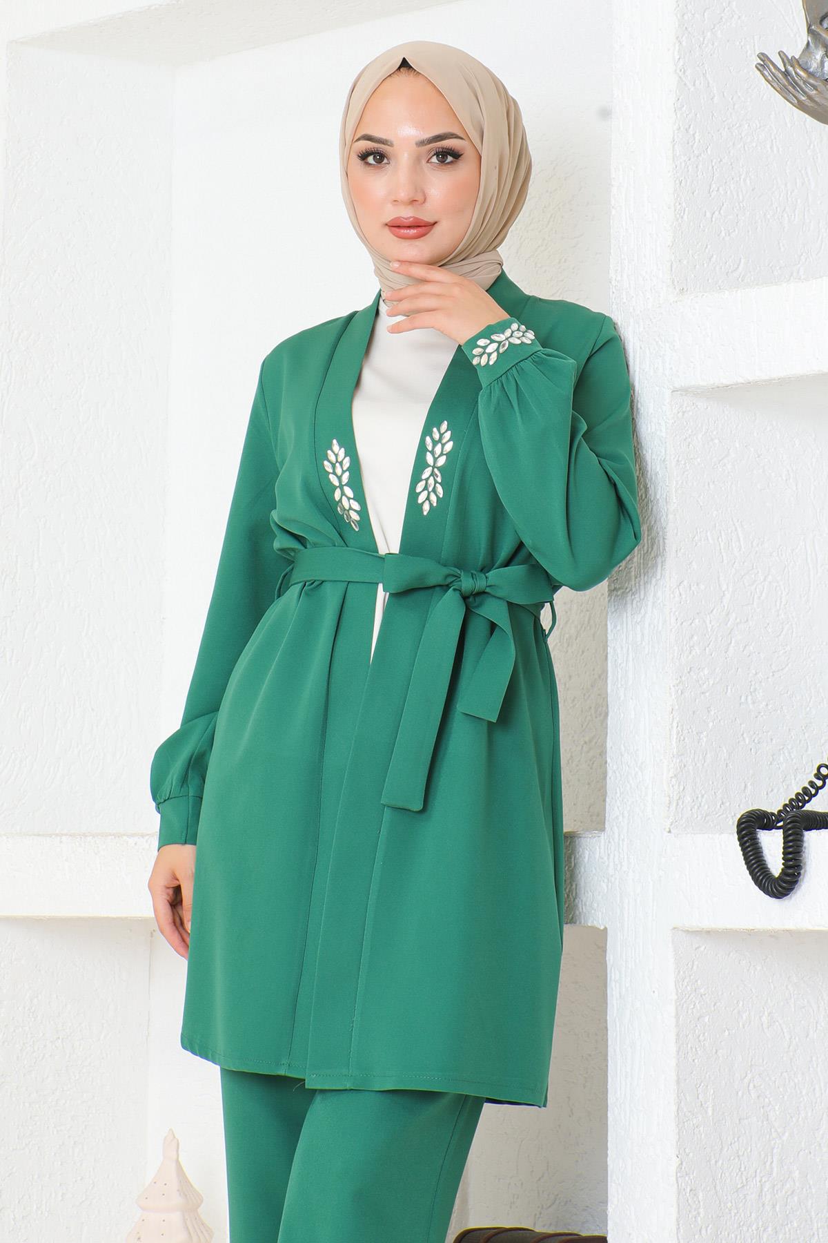 Taş Detaylı Takım Zümrüt Zümrüt MSW19203-4