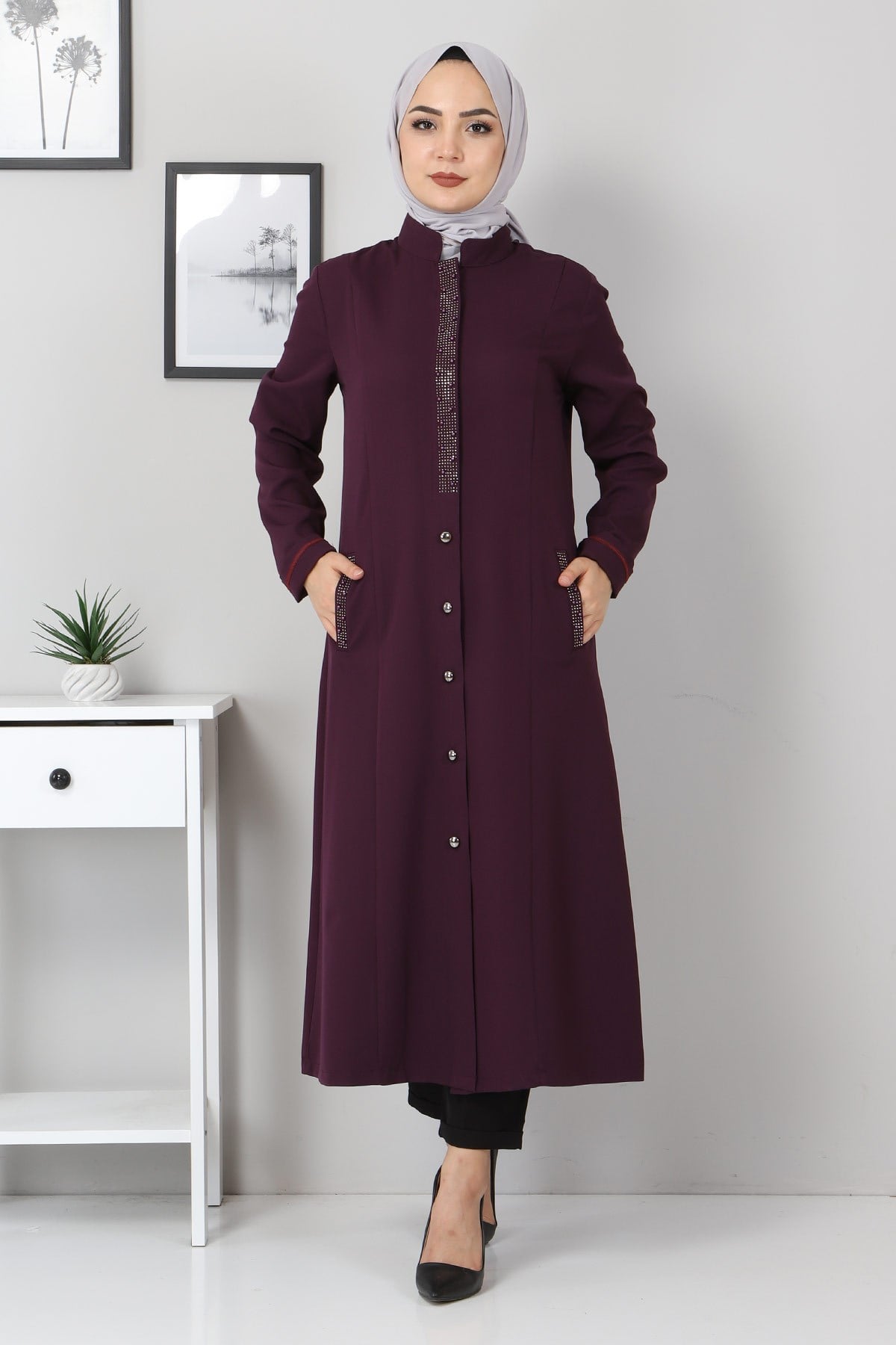 Taş Detaylı Tunik Mor 10767