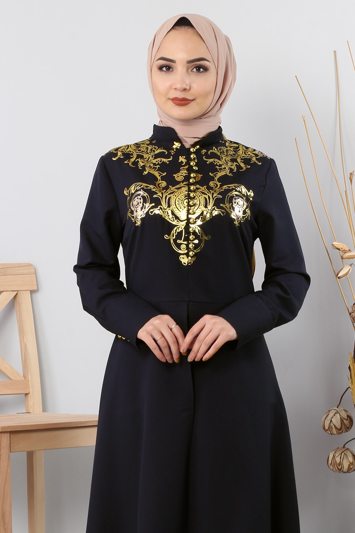 Varak Detaylı Tesettür Kombin Siyah Siyah 8269-4