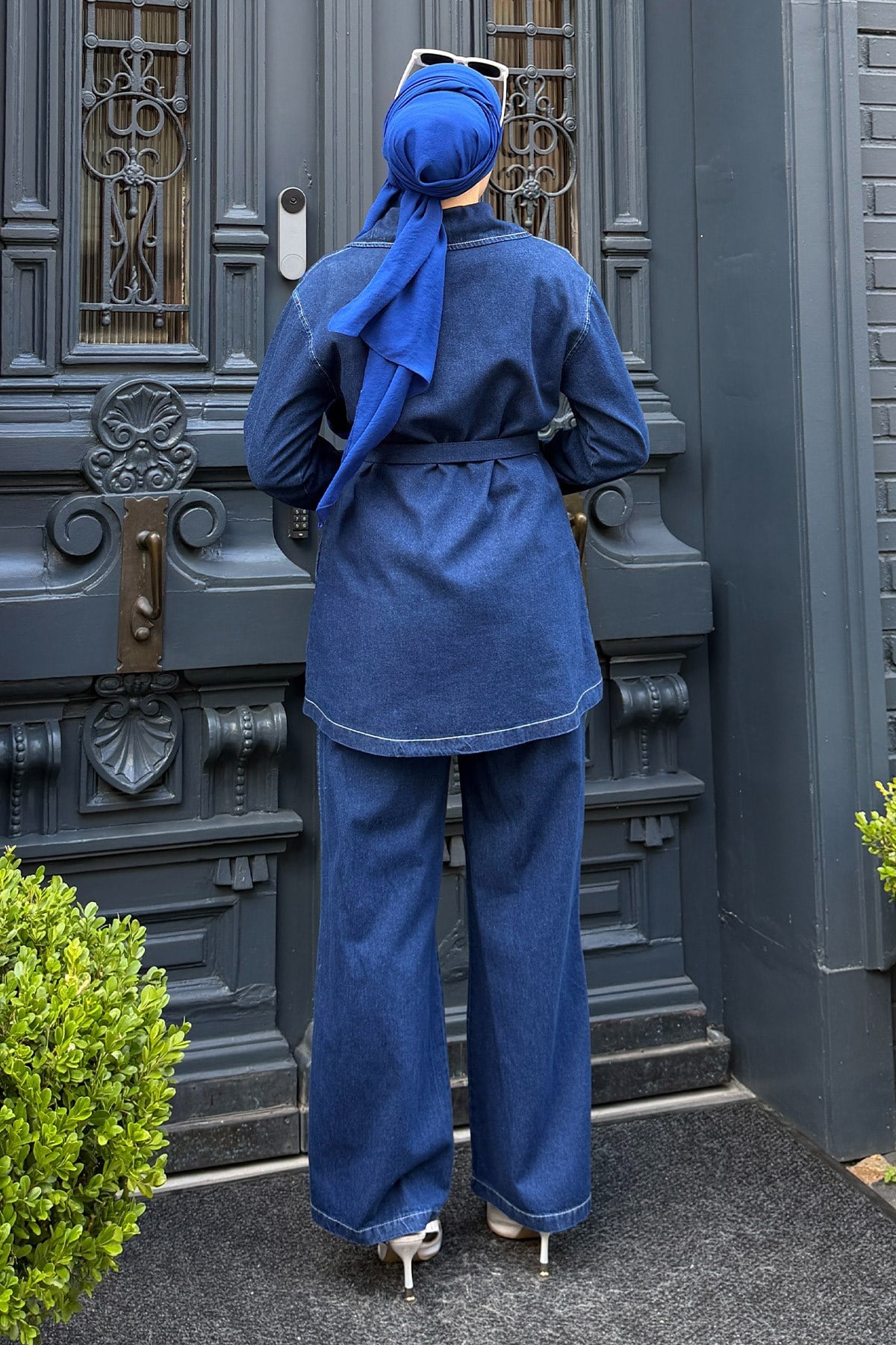 Vera Fermuarlı Denim Takım Koyu Mavi 19298