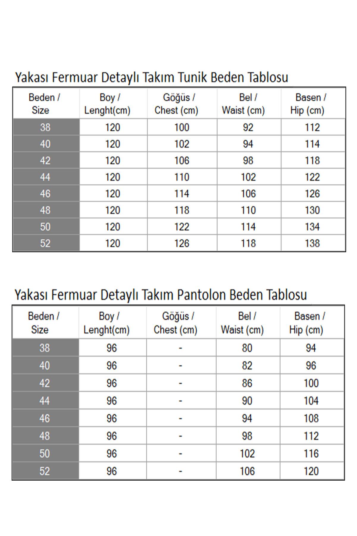 Yakası Fermuar Detaylı Takım Bej 19276