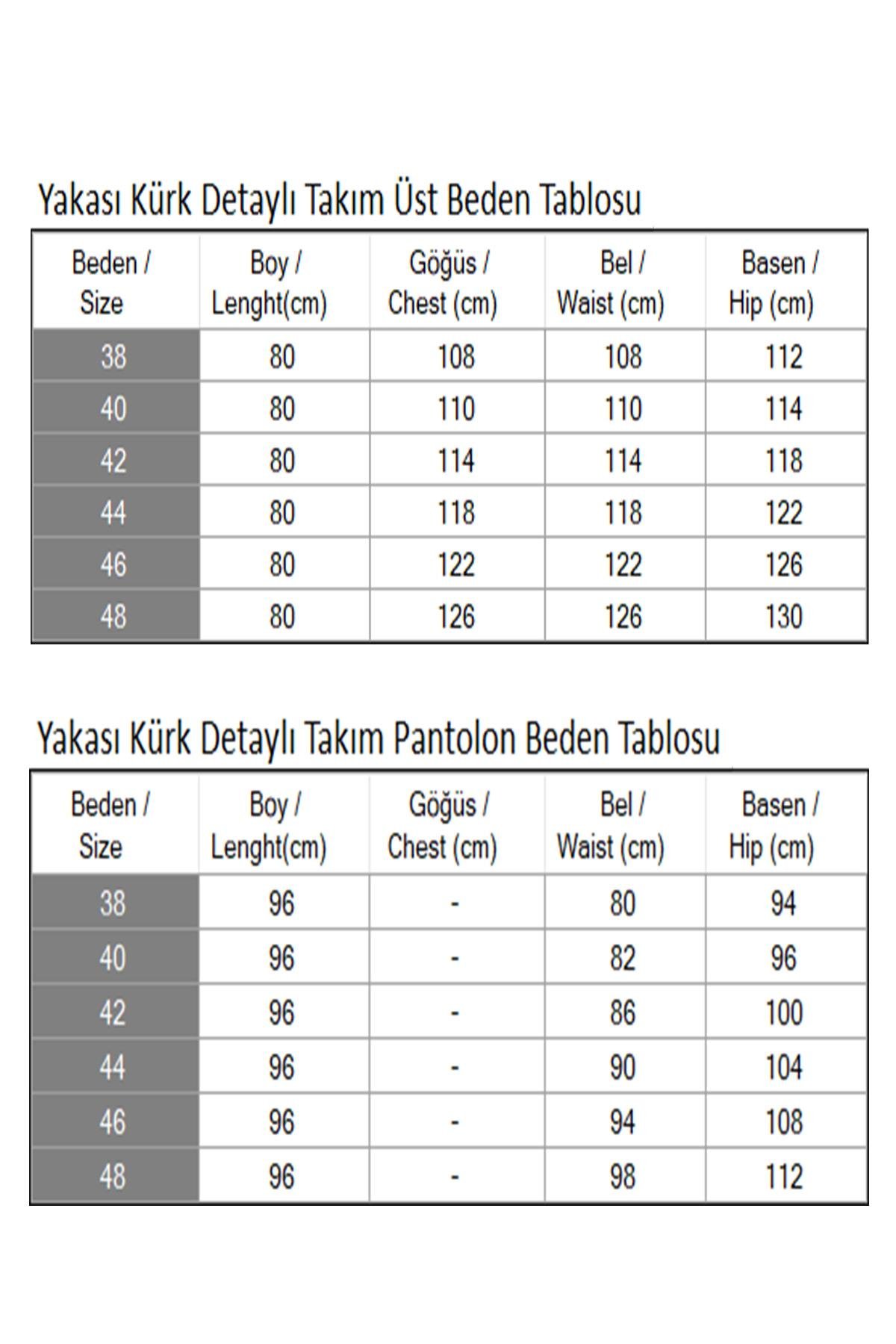 Yakası Kürk Detaylı Takım Vizon 19385