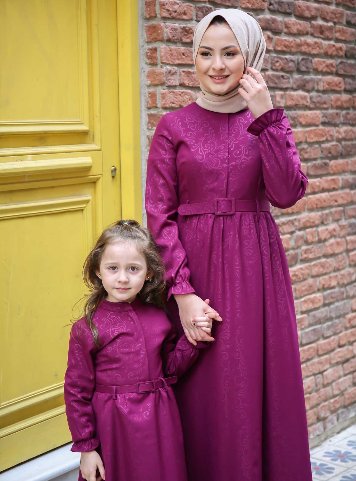Yakma Desenli Çocuk Elbise Şarabi 10245