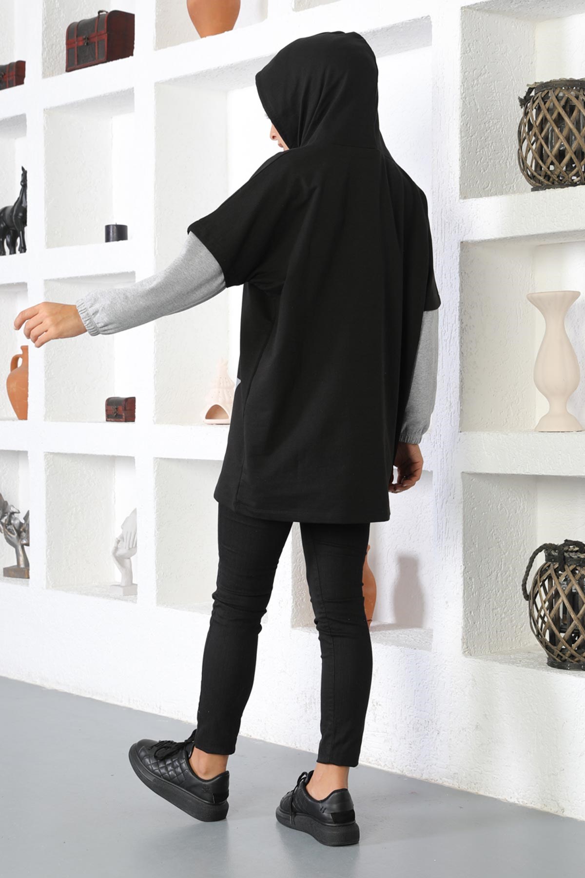 Yazı Baskılı Sweatshirt Siyah 6045