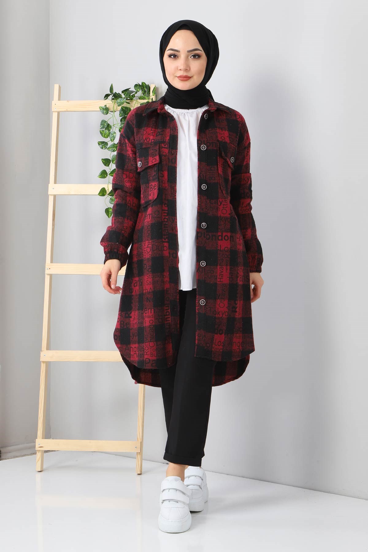 Yazı Baskılı Tunik Bordo 10548