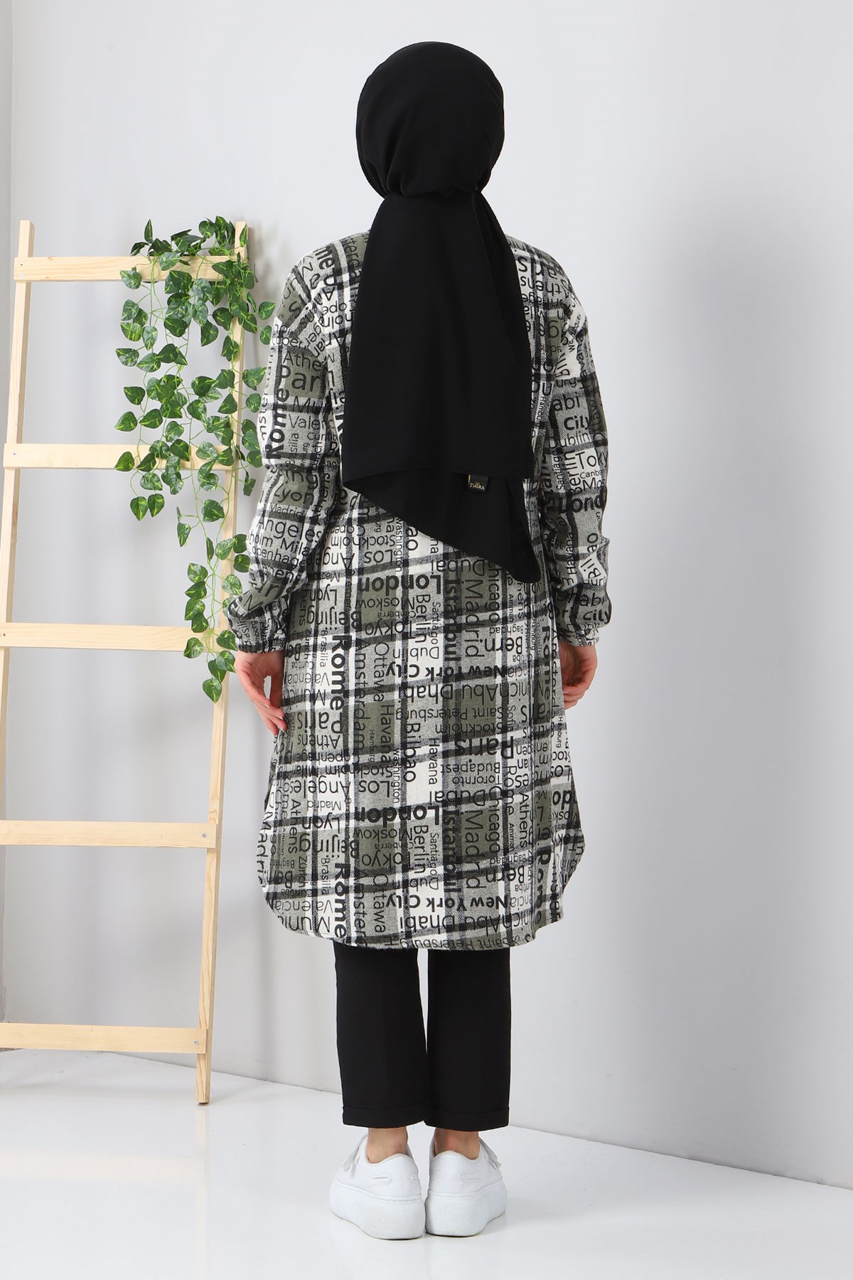 Yazı Baskılı Tunik Haki 10548