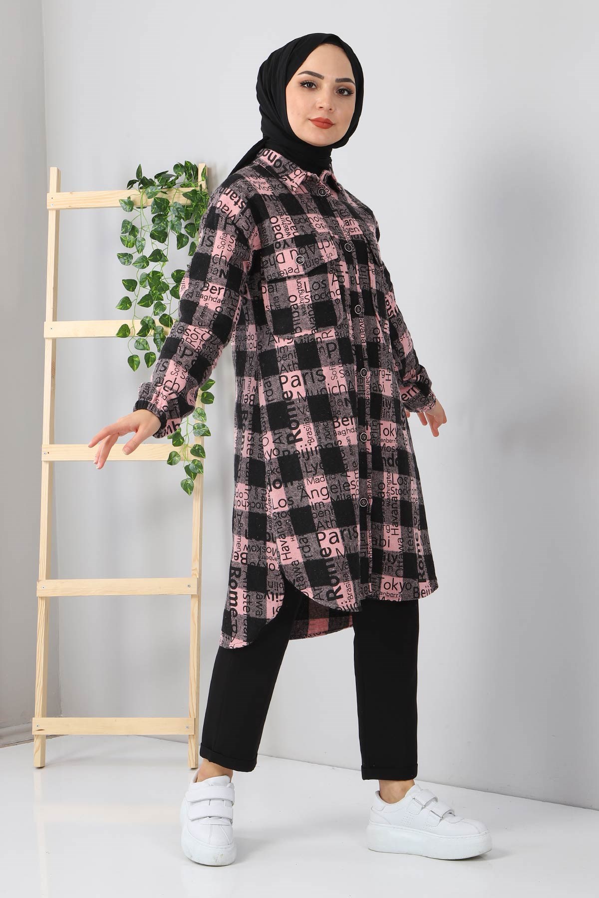Yazı Baskılı Tunik Pembe 10548