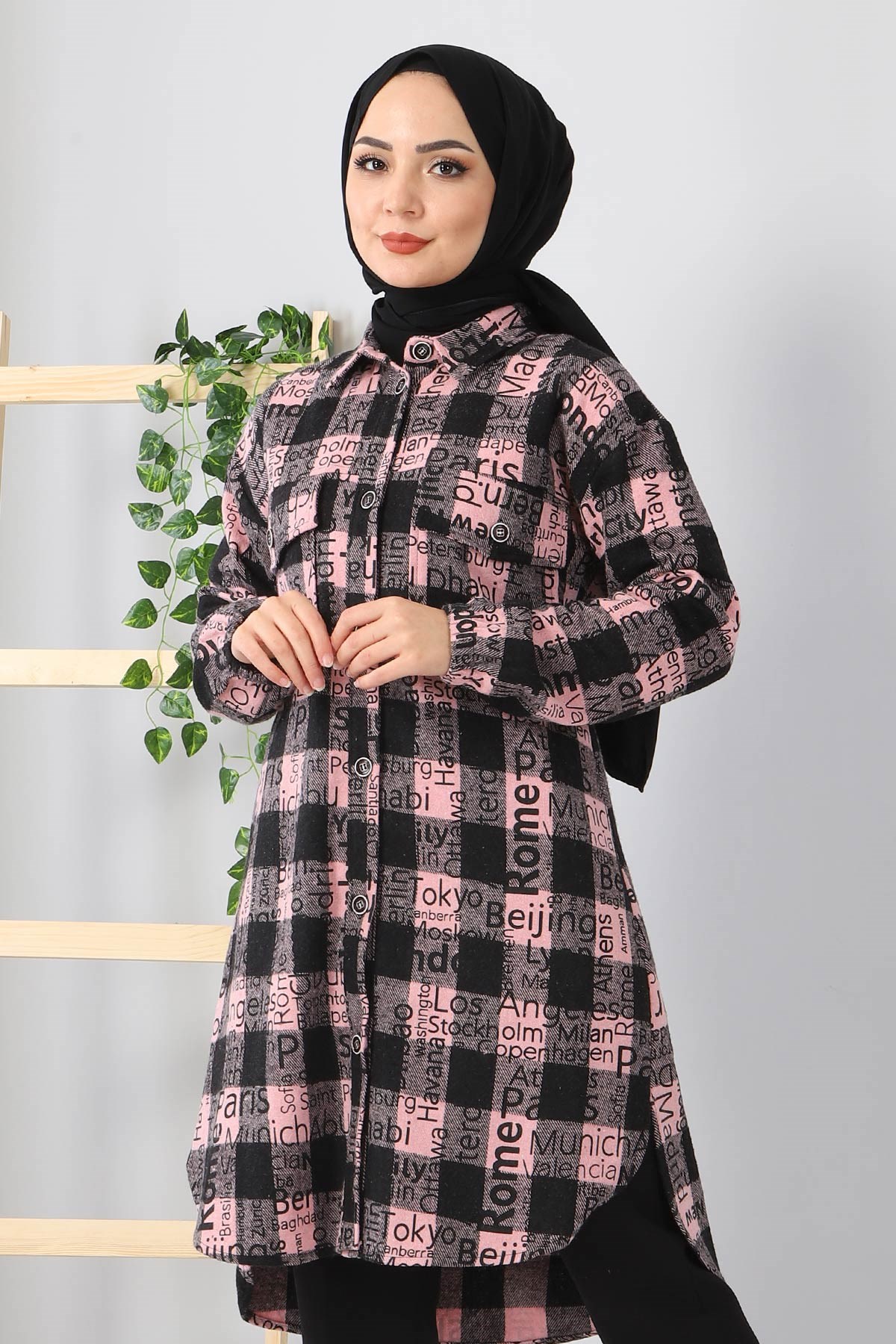 Yazı Baskılı Tunik Pembe 10548