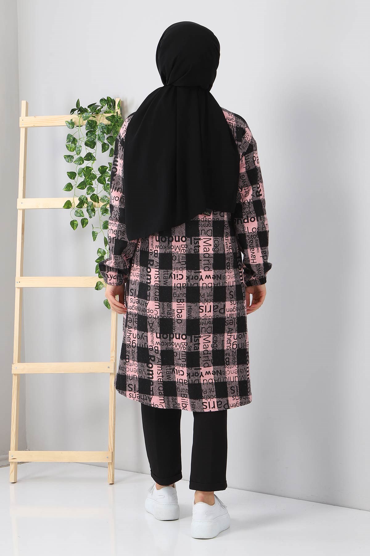 Yazı Baskılı Tunik Pembe 10548