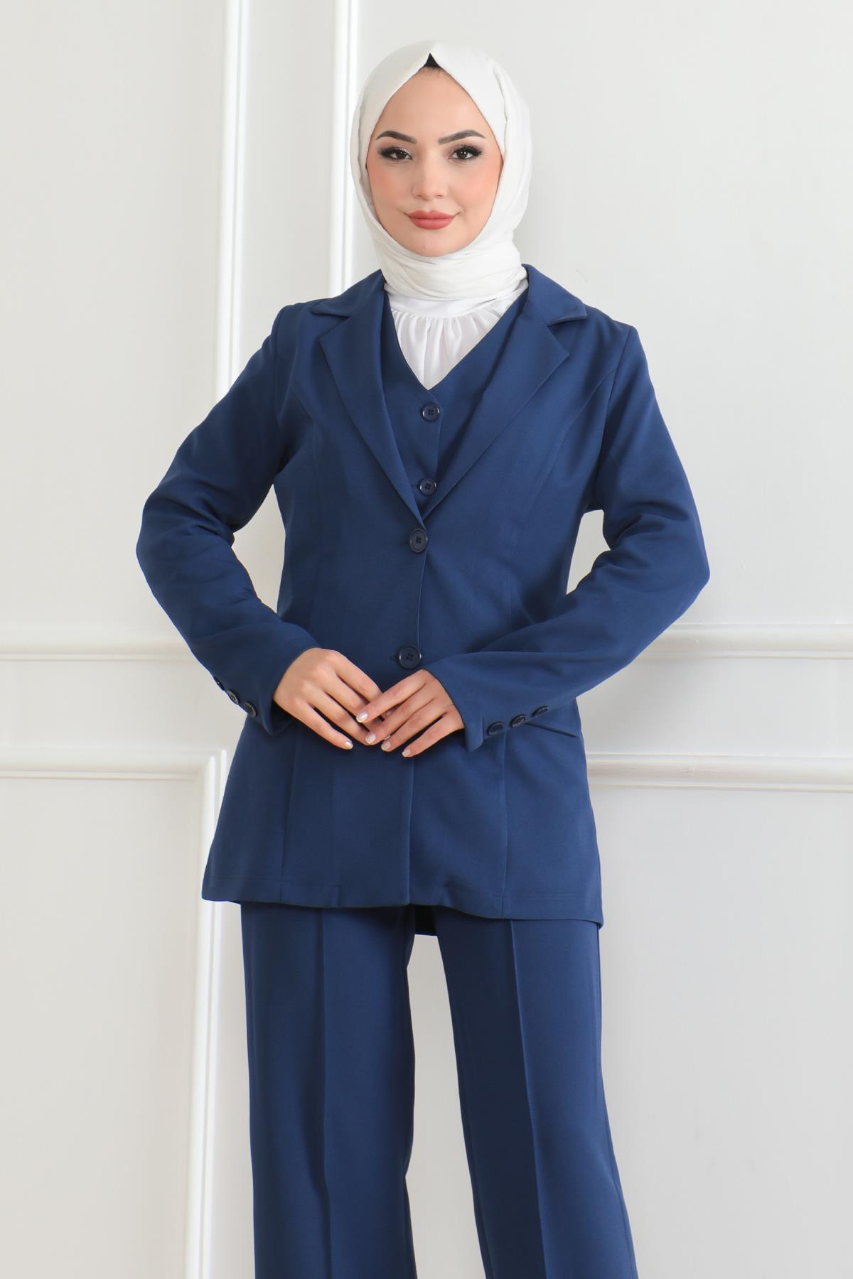 Yelekli Üçlü Takım İndigo İndigo MSW19222-2