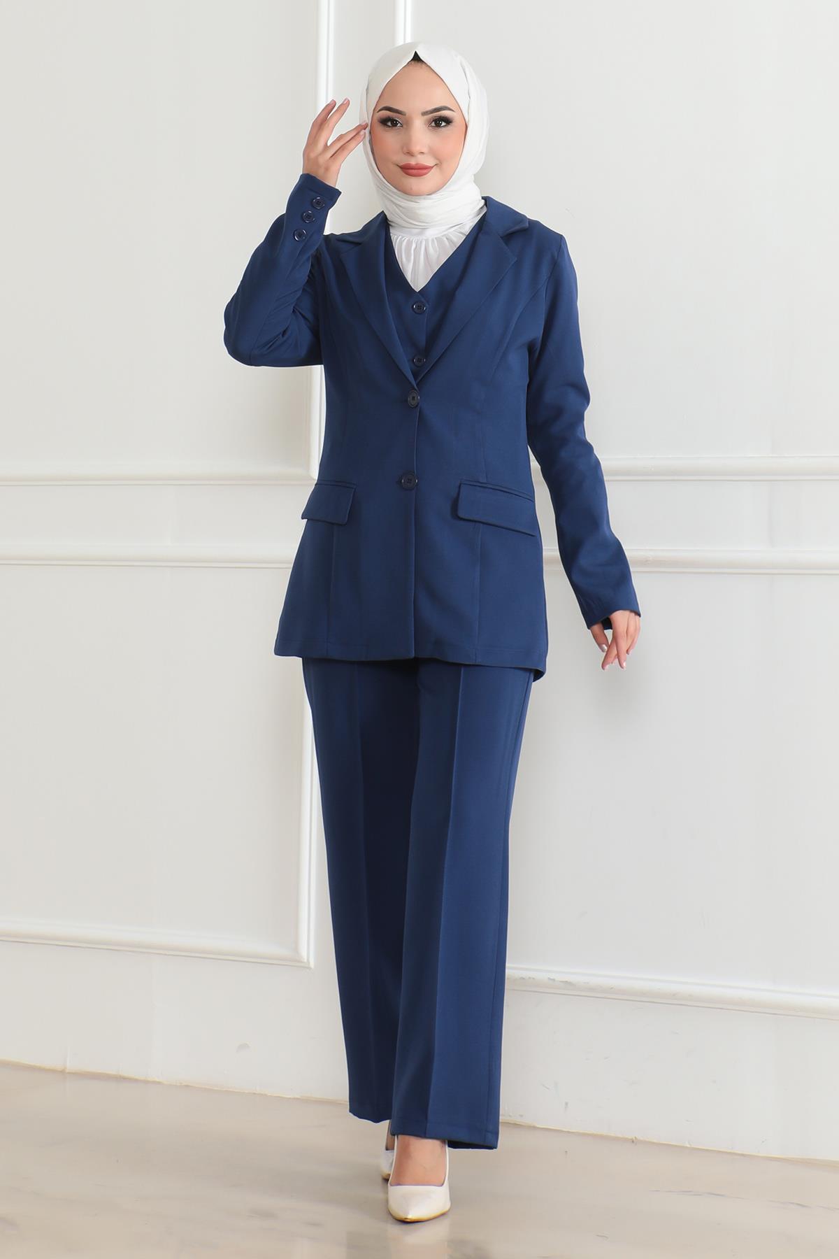 Yelekli Üçlü Takım İndigo İndigo MSW19222-2