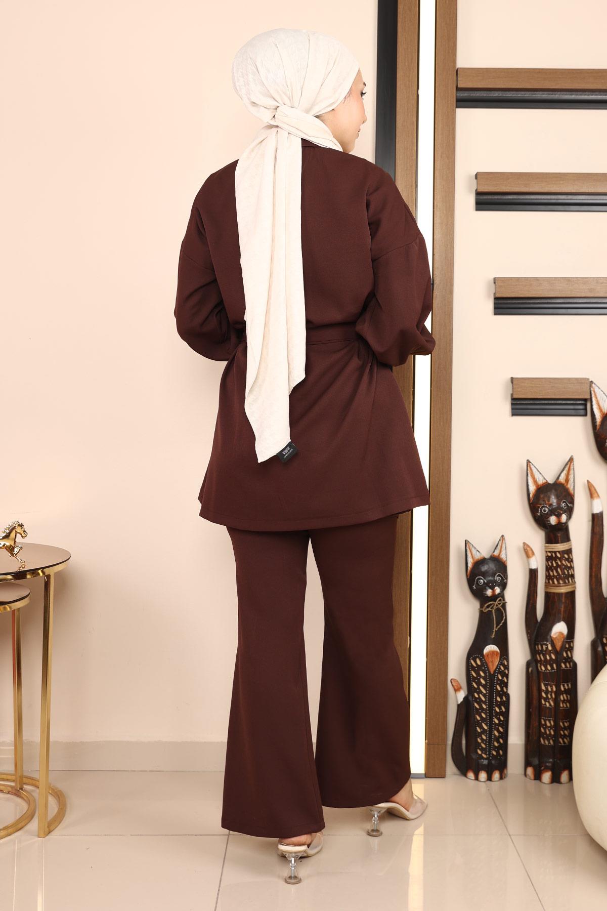 Yırtmaçlı Takım Kahverengi Kahverengi MSW19129-5