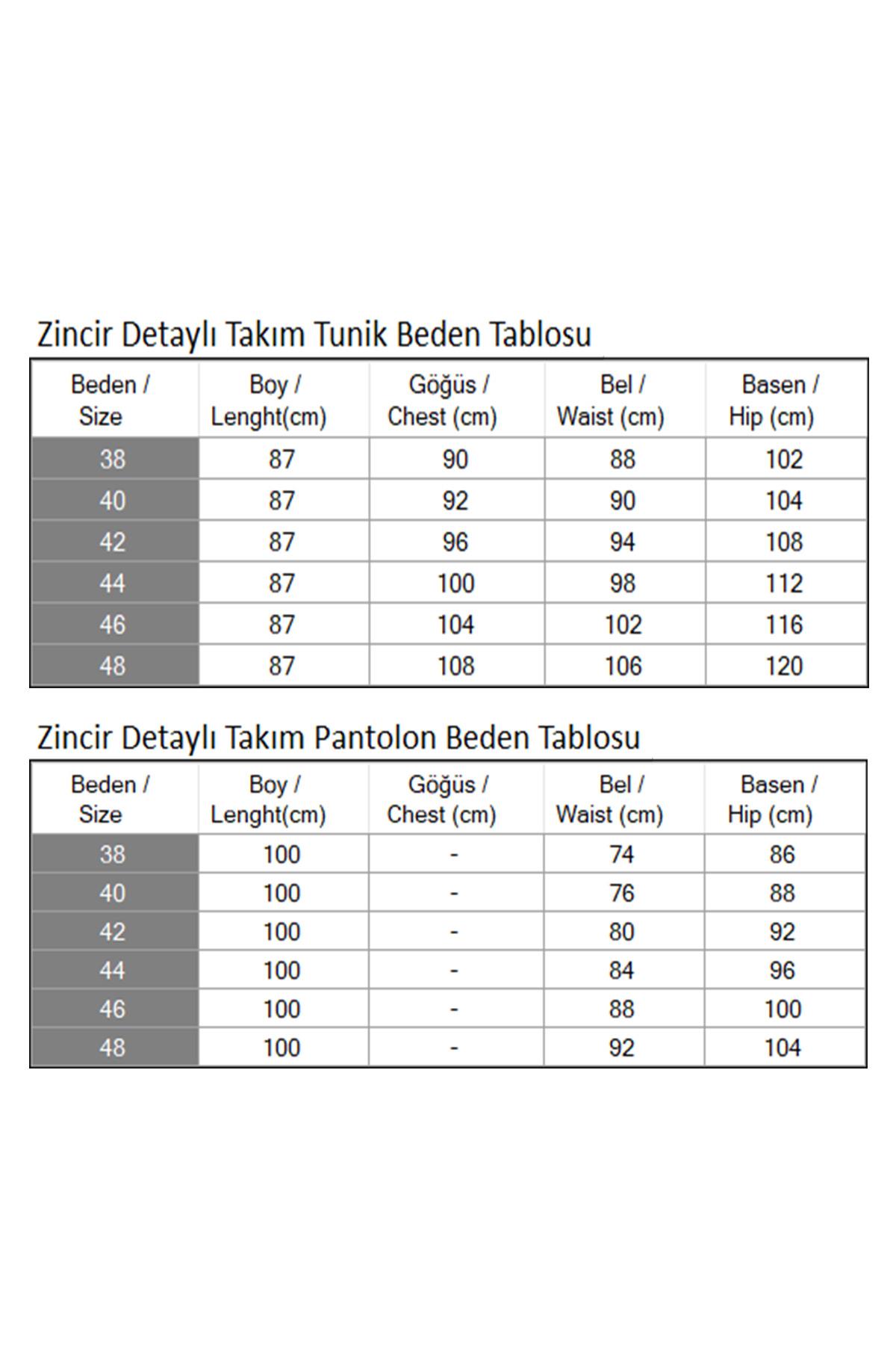 Zincir Detaylı Takım Bej MSV19140