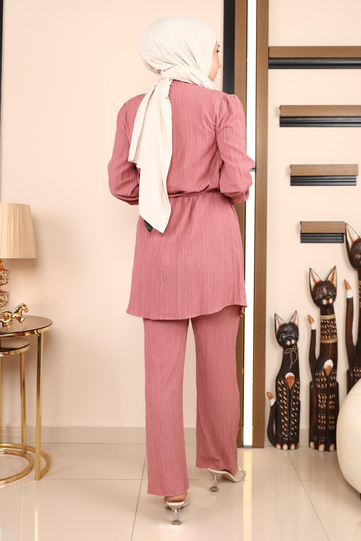 Zincir Detaylı Takım Gül Kurusu Gül Kurusu MSW19140-2