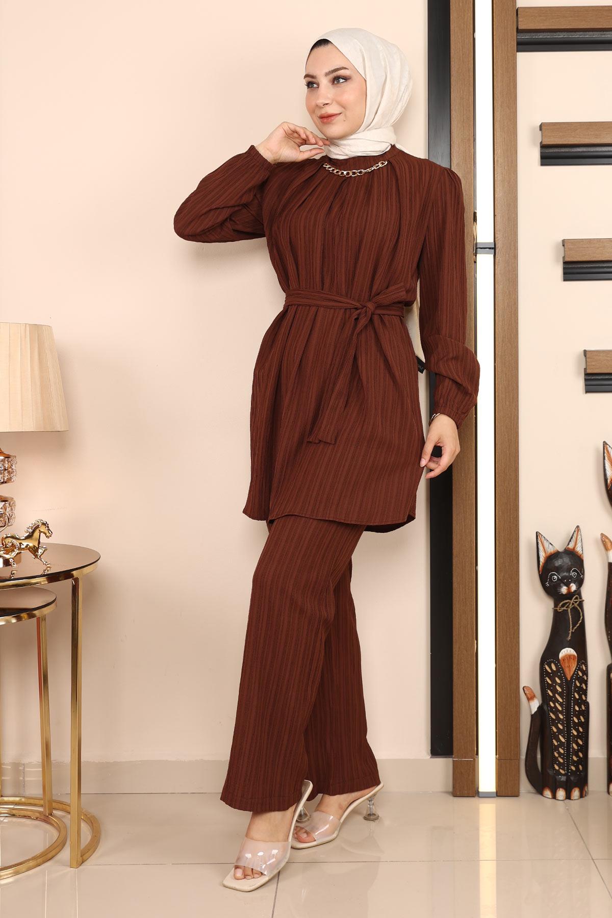 Zincir Detaylı Takım Kahverengi Kahverengi MSW19140-5