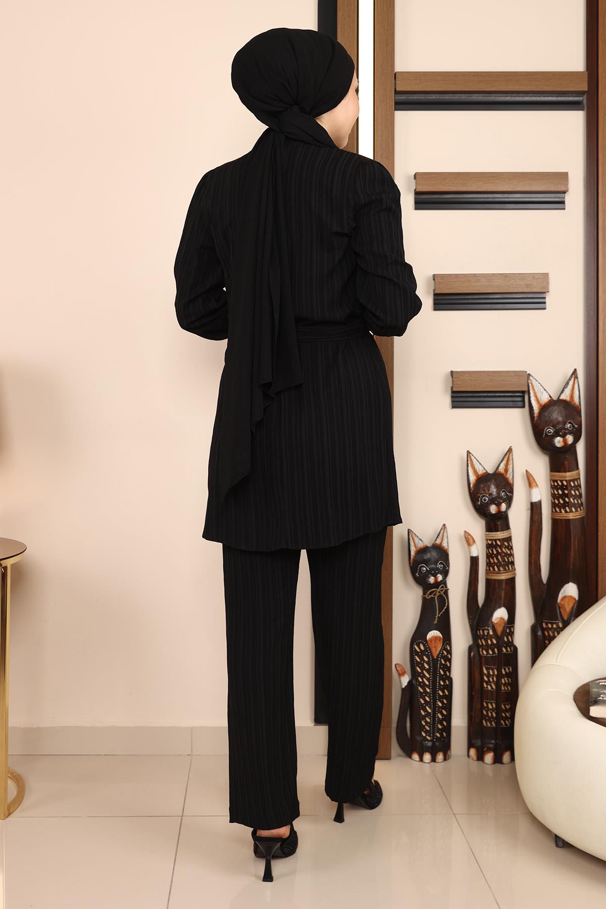 Zincir Detaylı Takım Siyah Siyah MSW19140-1