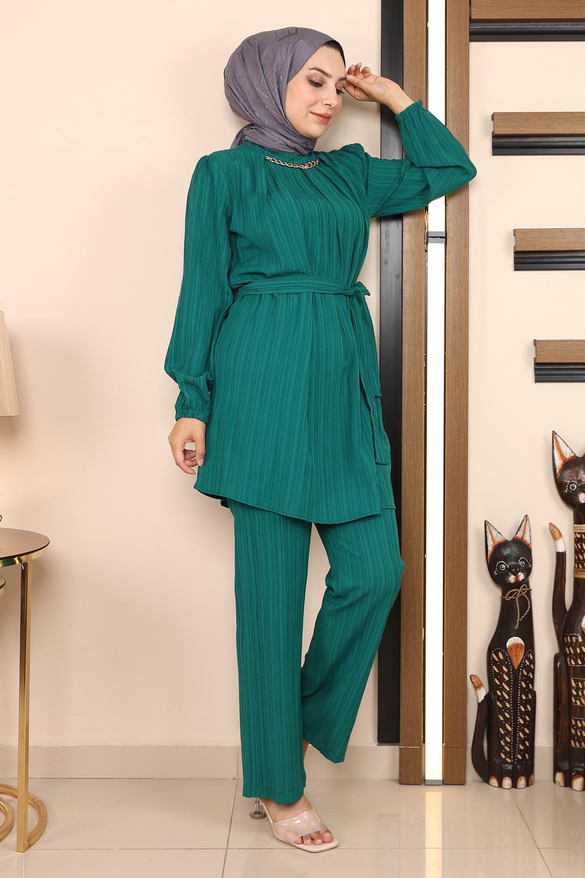 Zincir Detaylı Takım Zümrüt Zümrüt MSW19140-4