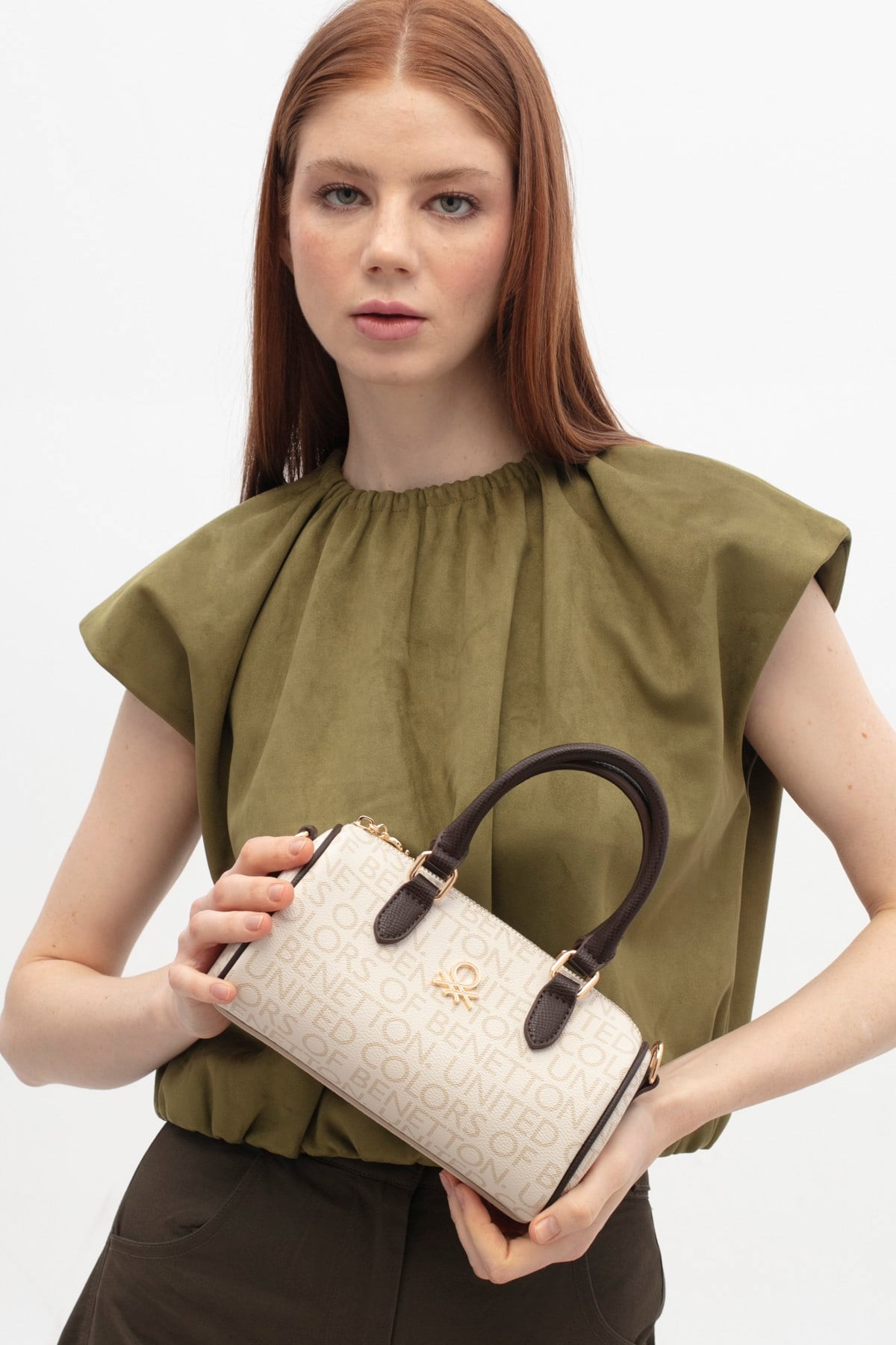 Benetton Kahverengi  Monogram Kadın Kol Çantası BNT 1805