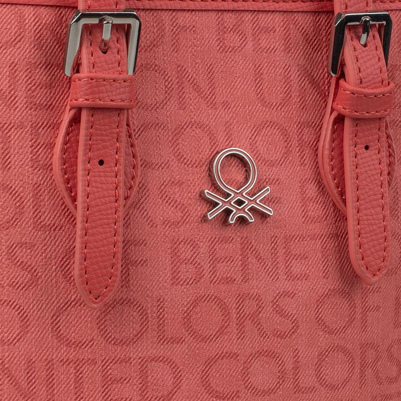 Benetton Nar Çiçeği  Monogram Eskitme Kadın Küçük El Çantası BNT 1329
