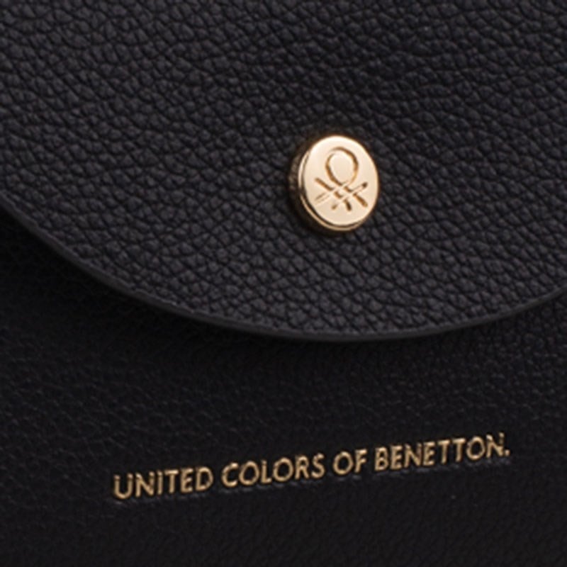 Benetton Siyah  Softline Kadın Kare Yumuşak Deri Cüzdan BNT 1725