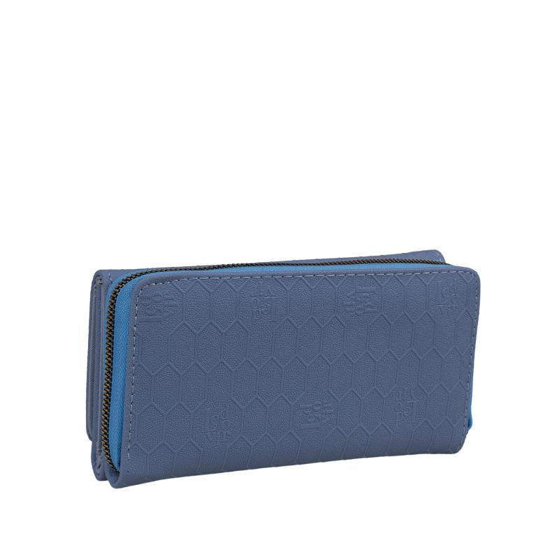 Levidor Mavi  Kadın Monogram Lisans Baskılı Cüzdan