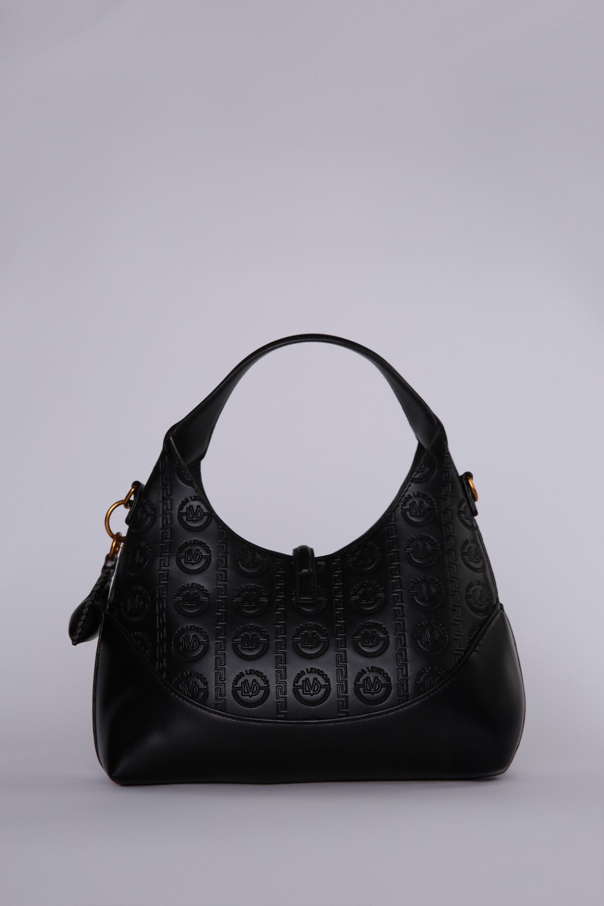 Levidor Siyah  Monogram Desenli Hobo Omuz Çantası