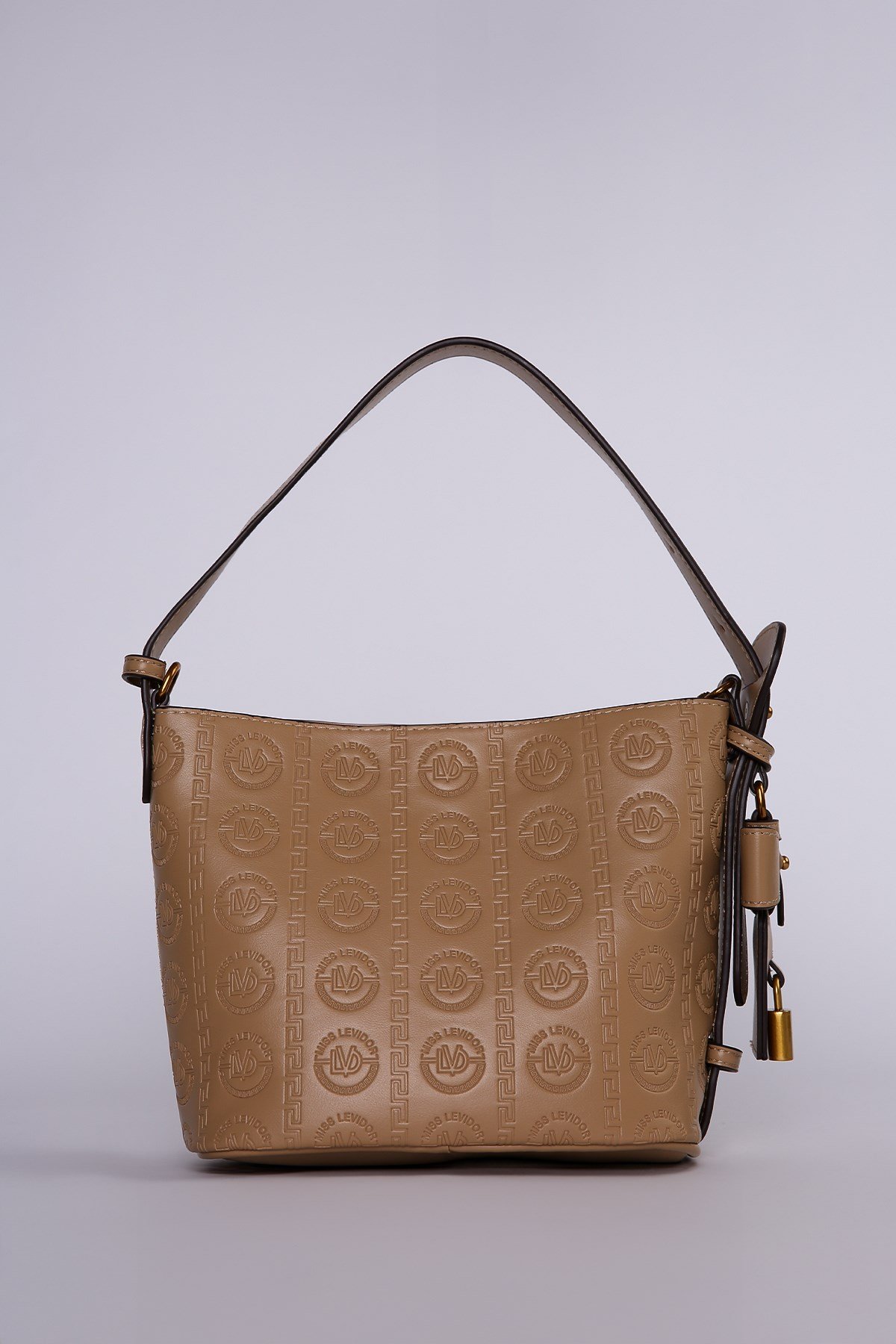 Levidor Vizon  Monogram Desenli Asma Kilitli Bucket Omuz Çantası