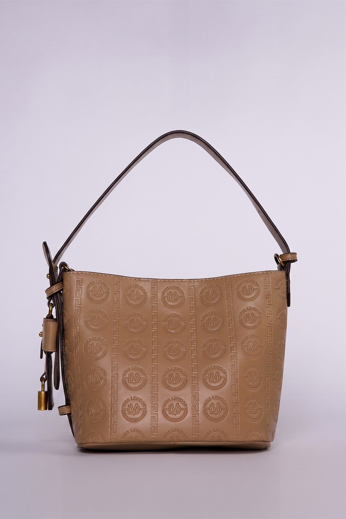 Levidor Vizon  Monogram Desenli Asma Kilitli Bucket Omuz Çantası