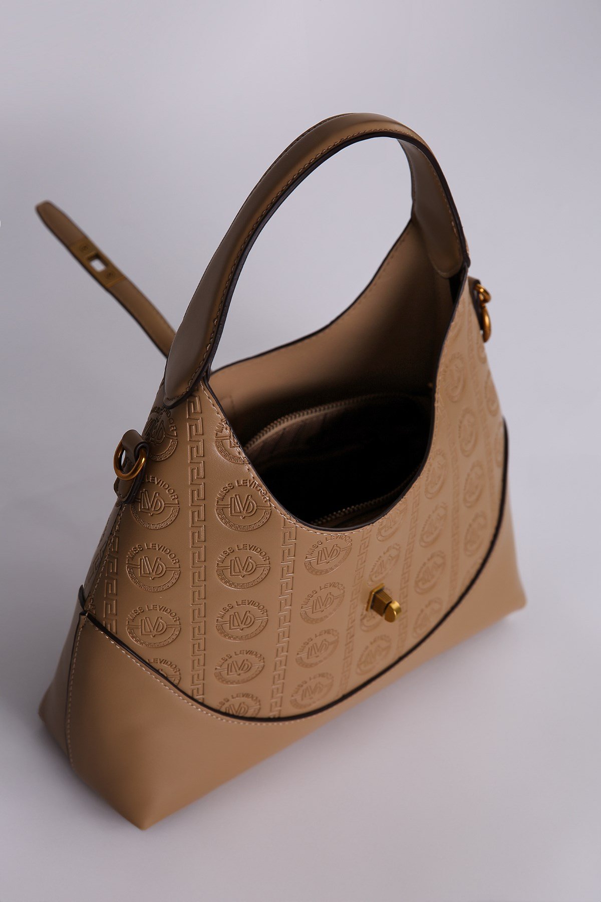 Levidor Vizon  Monogram Desenli Hobo Omuz Çantası