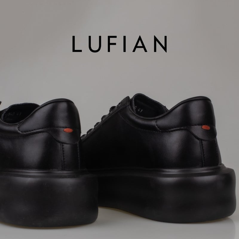 Lufian Siyah  Grace Kalın Taban Deri Sneaker