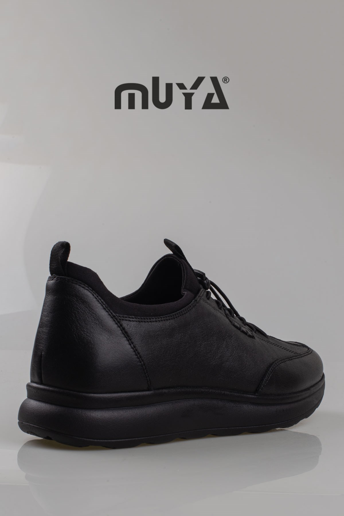 Muya Siyah  Pukavy Hakiki Deri Kadın Anatomik Ayakkabı