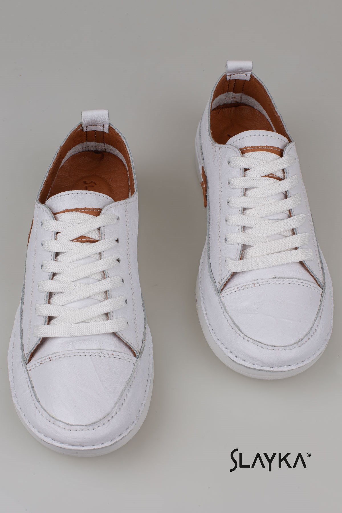 Slayka Beyaz  Ases Hakiki Deri Kadın Comfort Casual Ayakkabı