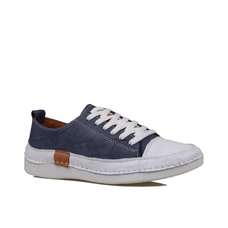 Slayka Lacivert  Ases Hakiki Deri Kadın Comfort Casual Ayakkabı