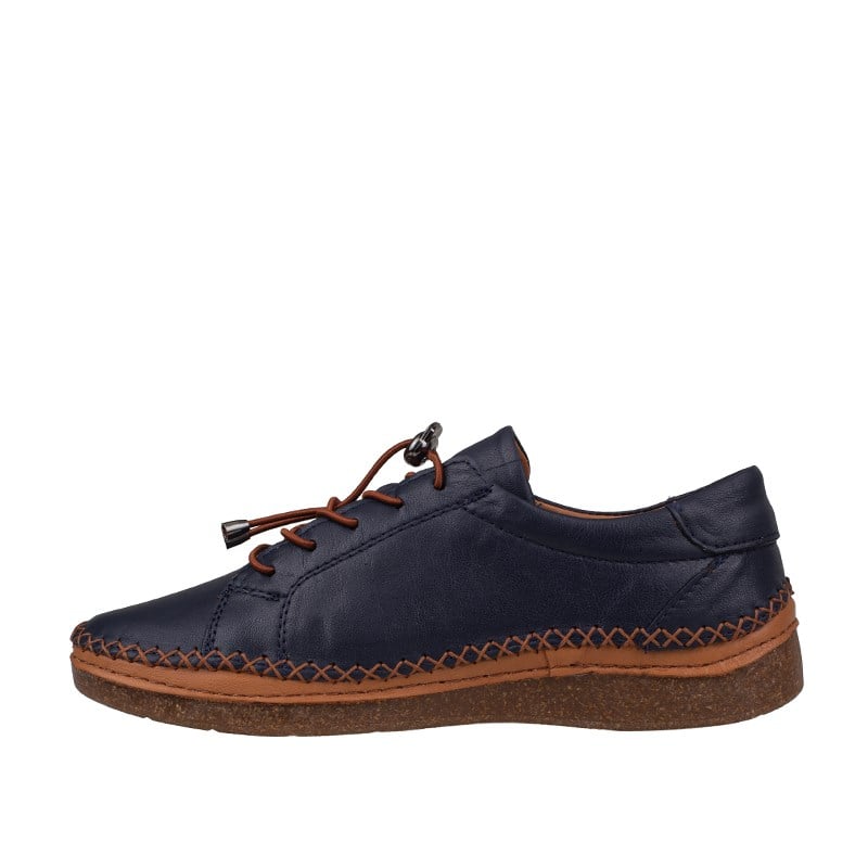 Slayka Lacivert  Heysa Hakiki Deri Kadın Casual Comfort Ayakkabı