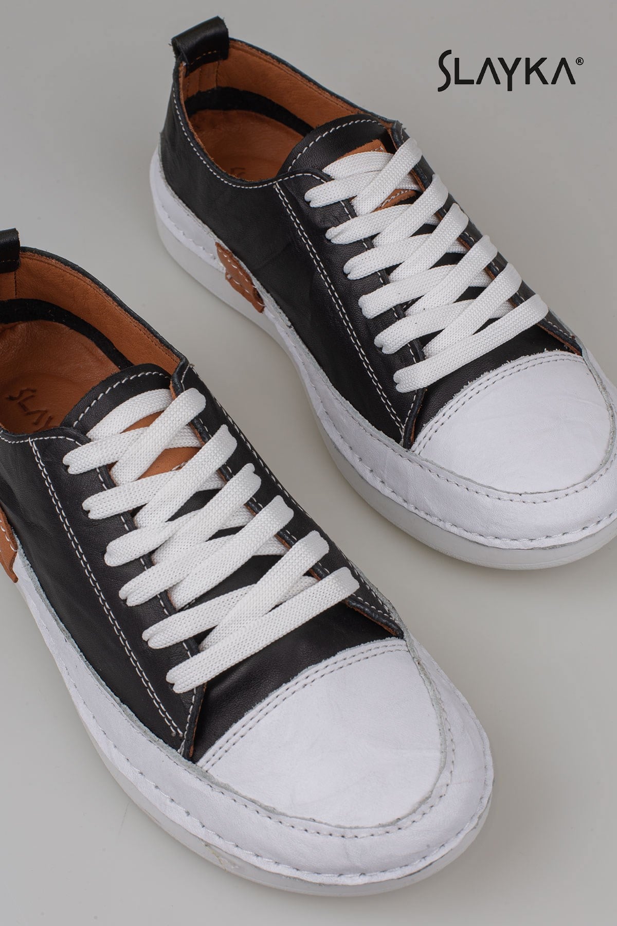 Slayka Siyah  Ases Hakiki Deri Kadın Comfort Casual Ayakkabı