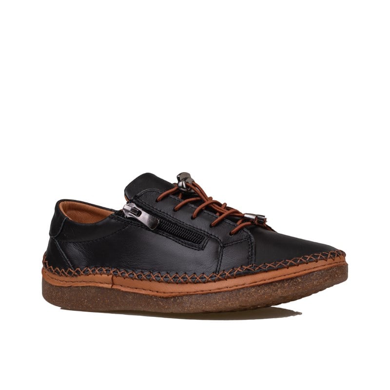 Slayka Siyah  Heysa Hakiki Deri Kadın Casual Comfort Ayakkabı