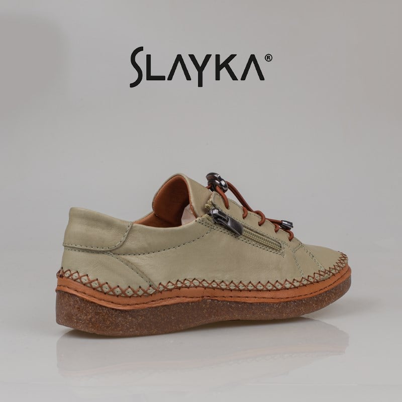 Slayka Yeşil  Heysa Hakiki Deri Kadın Casual Comfort Ayakkabı