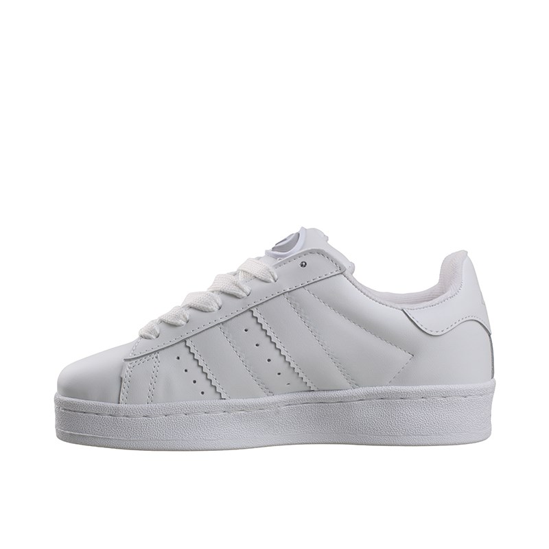 Trend Adımlar Beyaz  Düz Çizgili Tarz Unisex Sneaker