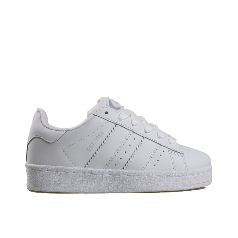 Trend Adımlar Beyaz  Düz Çizgili Tarz Unisex Sneaker